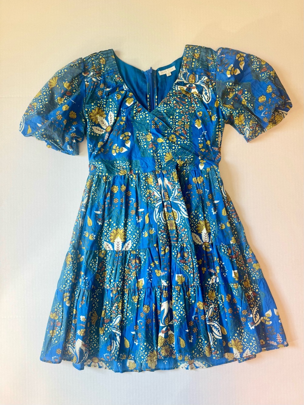 Anna Cate Blue Floral Puff-Sleeve Dress